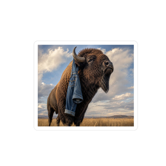Buffalo with Denim Jacket Sticker – Kiss-Cut Vinyl Decal