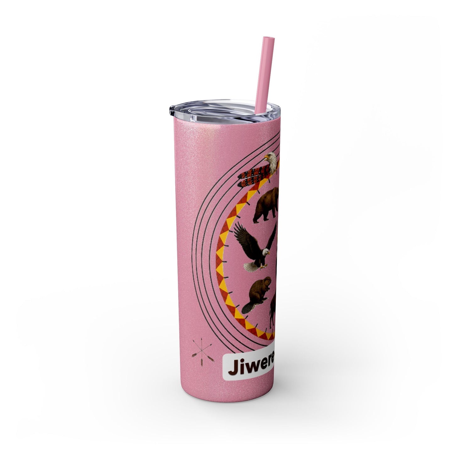 Otoe Missouria Native Animal Medicine Wheel 20oz Skinny Tumbler with Straw