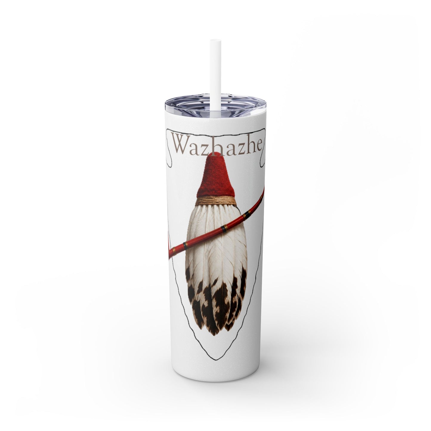 Osage Skinny Tumbler — Native Feather & Pipe Design 20oz Straw Cup