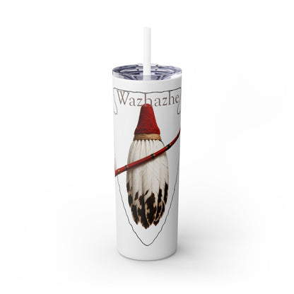Osage Skinny Tumbler — Native Feather & Pipe Design 20oz Straw Cup