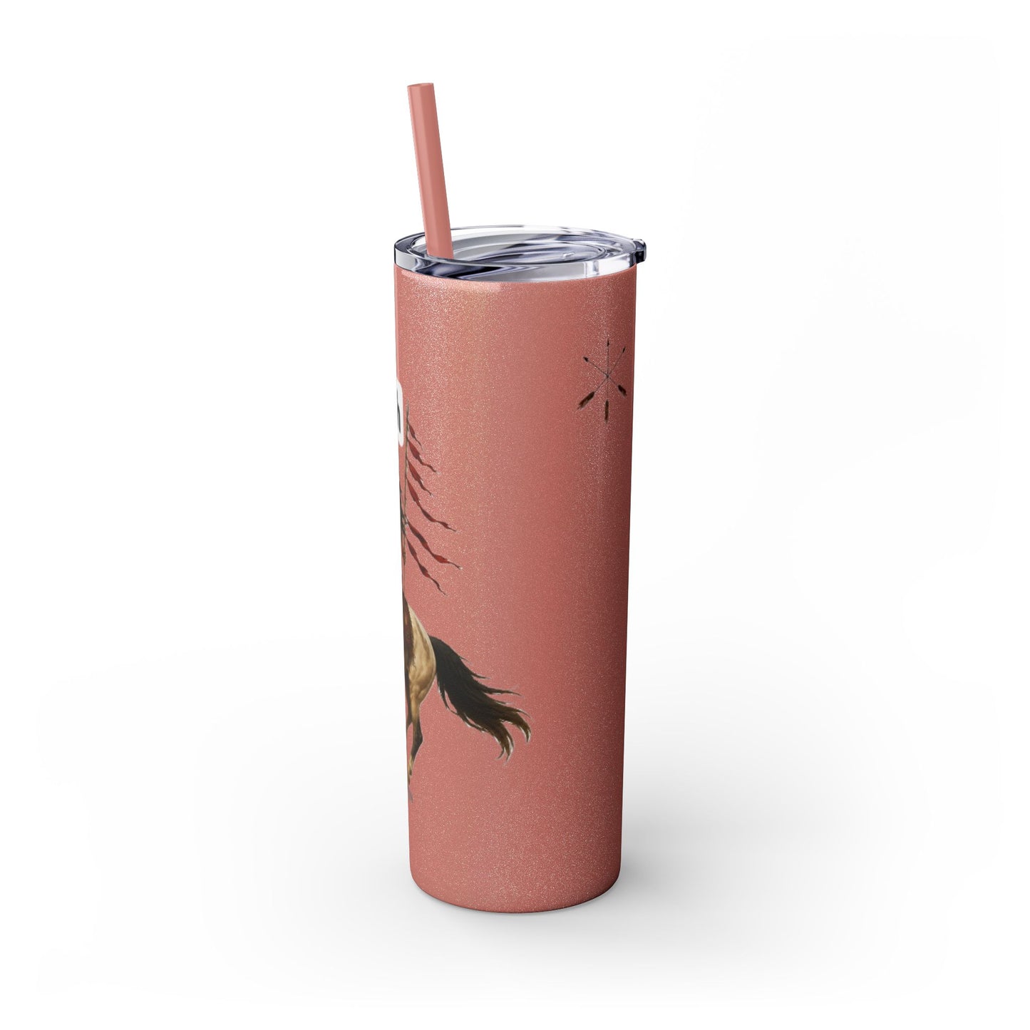 Comanche Numunah Warrior Horse 20oz Skinny Tumbler with Straw — Native American Inspired Travel Cup