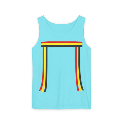 Ribbon shirt inspired Tank Top — Red Black Gold Striped Graphic Tank