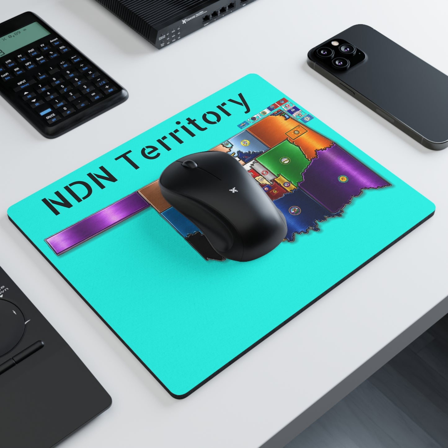 NDN Territory Mouse Pad — Colorful Oklahoma Tribal Map Desk Mat