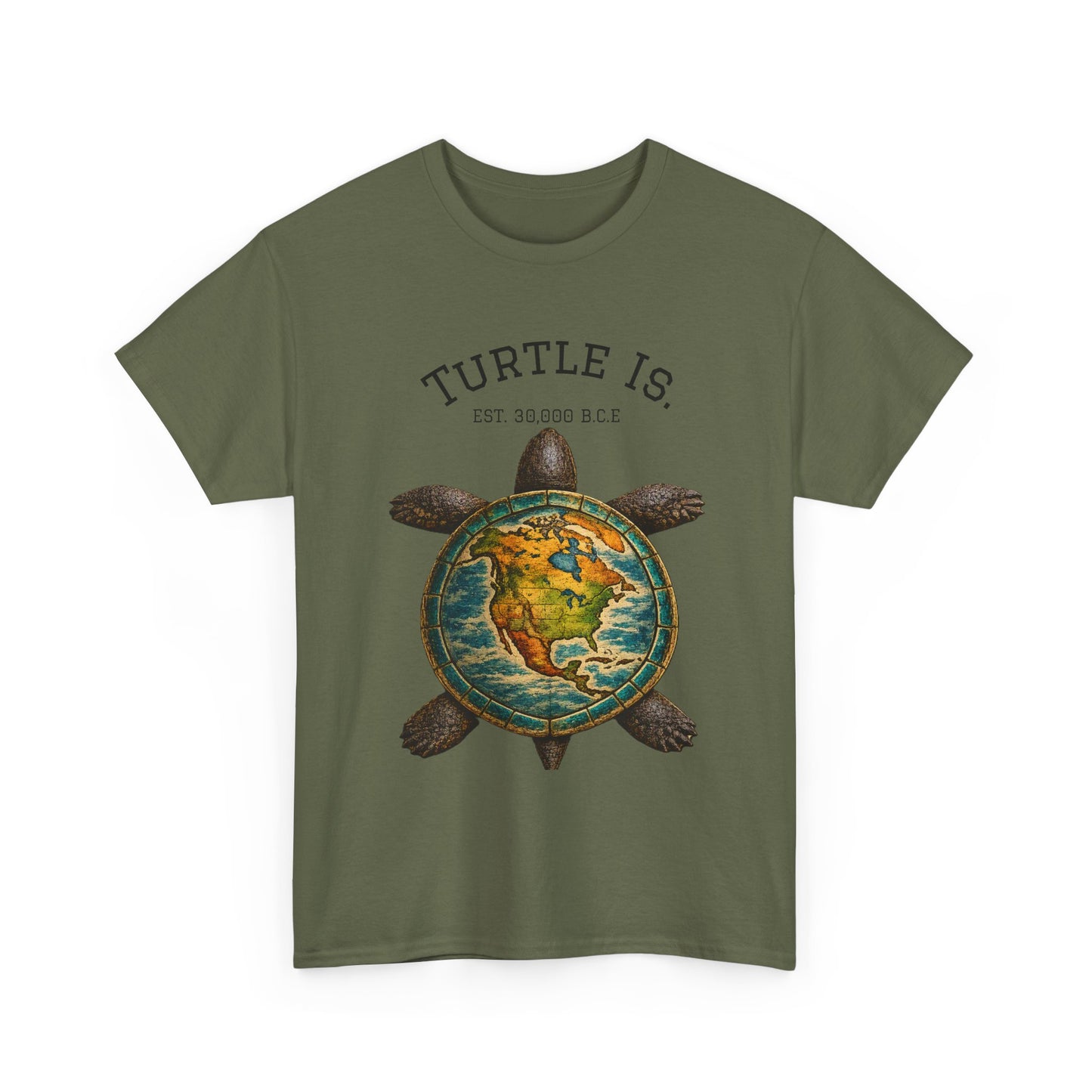 Turtle Globe Graphic Tee — "Turtle Is" Vintage Earth Turtle T-Shirt