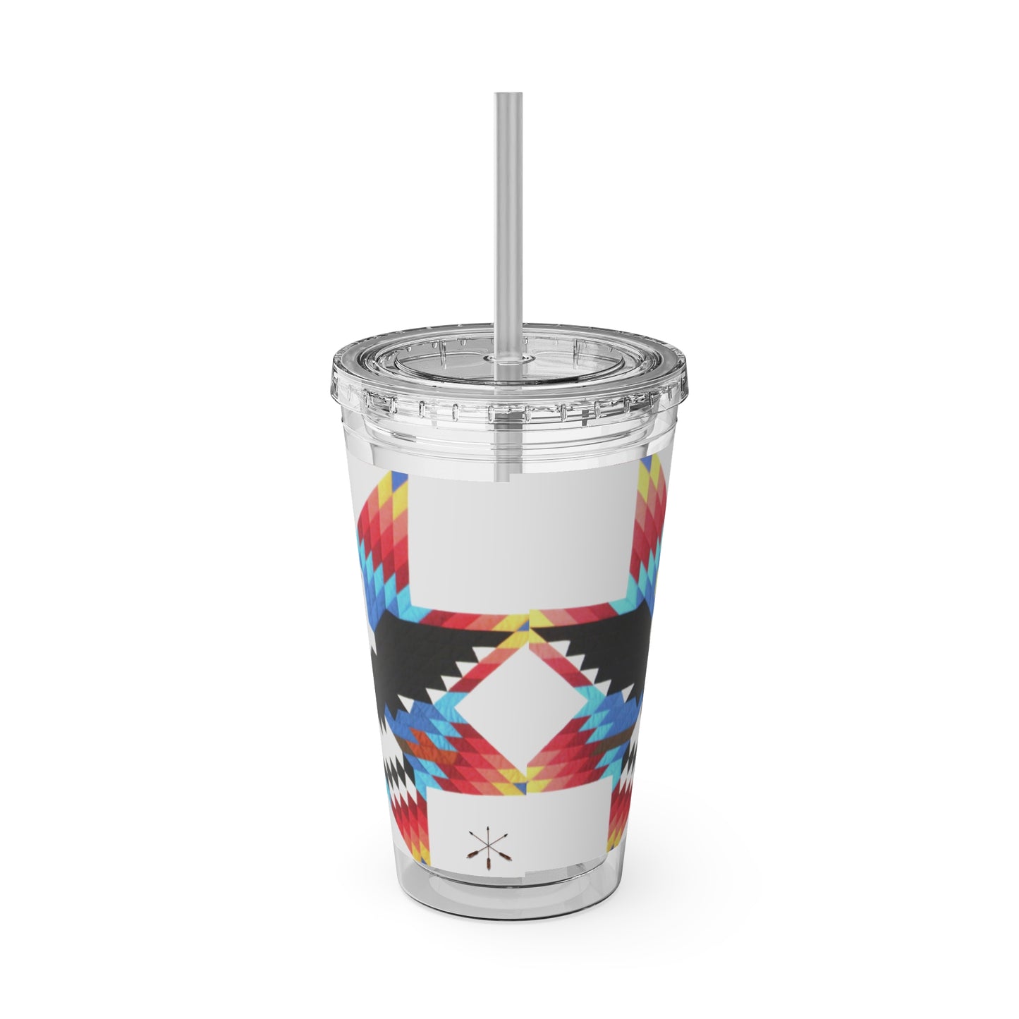 Onci 16oz Sunsplash Tumbler with Straw — Southwestern Eagle Pattern, Insulated Travel Cup