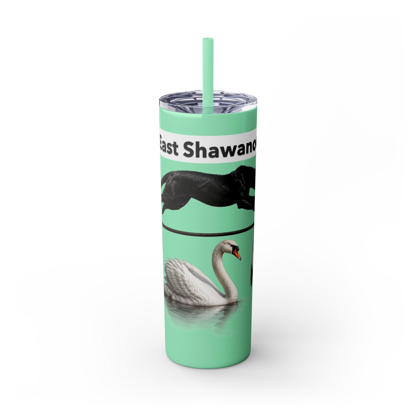 Shawnee East Skinny 20oz Tumbler with Straw — East Shawano River Swan & Otter Design