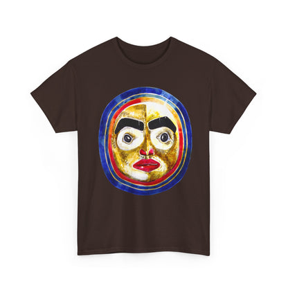 Moon Mask Art Tee — Colorful Surreal Face Graphic T-Shirt