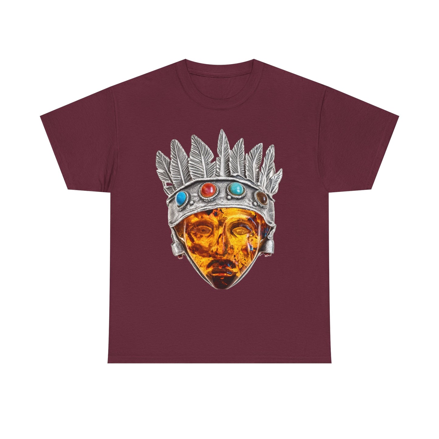 Tribal Crown Mask Tee — Vintage Gemstone Headdress Graphic T-Shirt