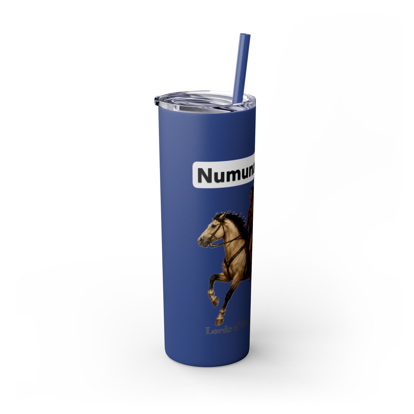 Comanche Numunah Warrior Horse 20oz Skinny Tumbler with Straw — Native American Inspired Travel Cup