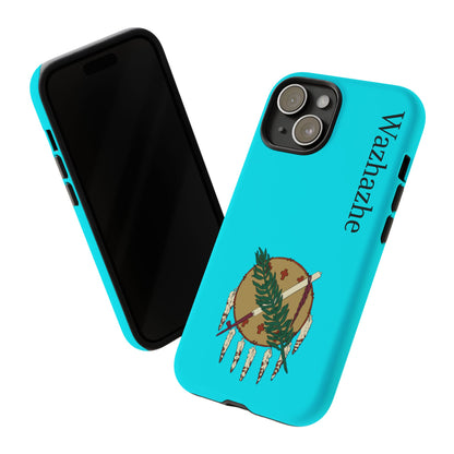 Osage Phone Case — Wazhahze Tribal Shield Design (Native Feather & Tomahawk)