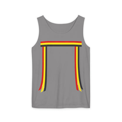 Ribbon shirt inspired Tank Top — Red Black Gold Striped Graphic Tank