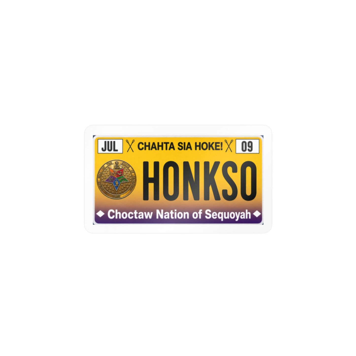 HONKSO License Plate Vinyl Decal — Choctaw Nation of Sequoyah Sticker