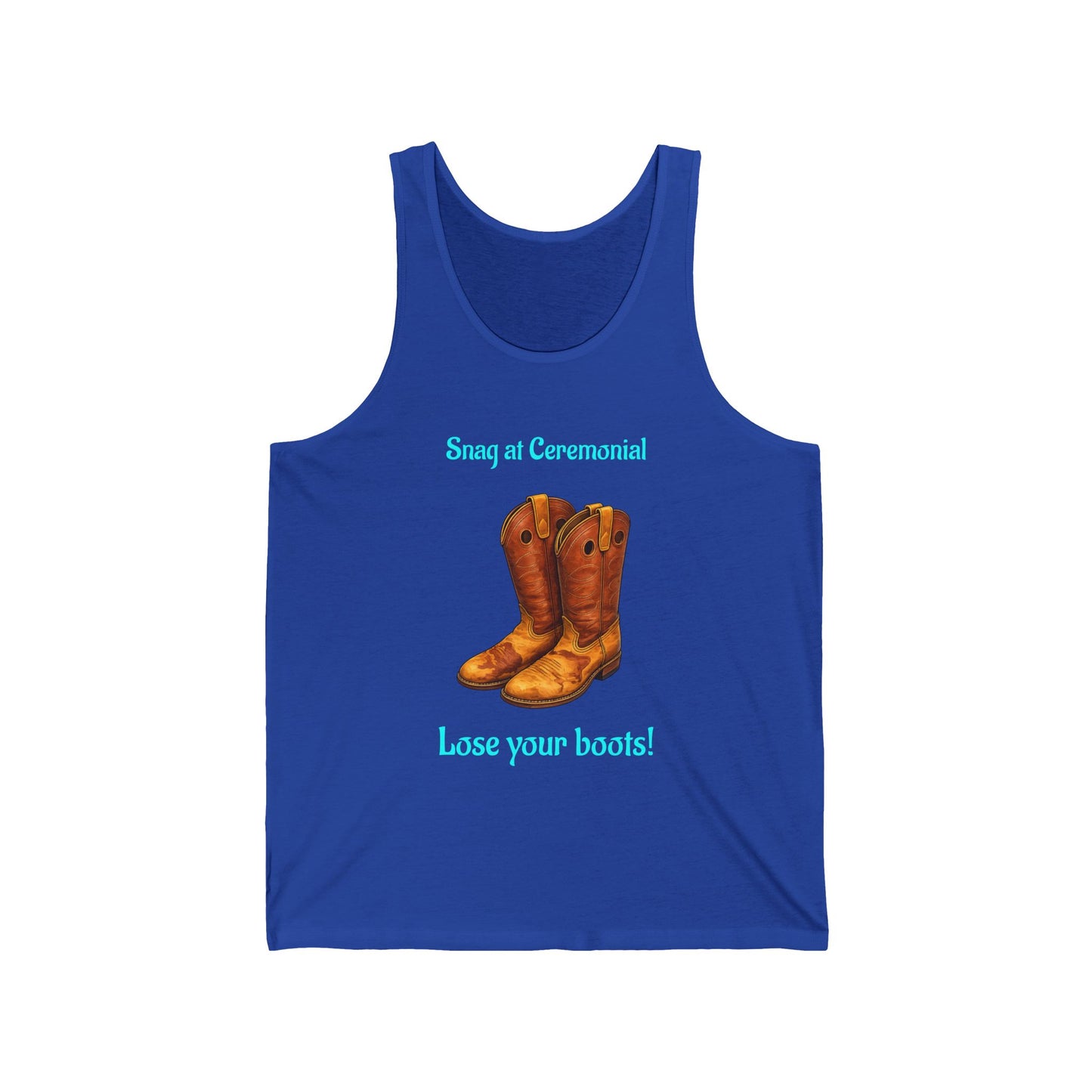 Cowboy Boots Tank Top — "Swing at Ceremonial, Lose Your Boots!" Western Graphic Tank