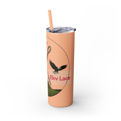 Kialegee 20oz Skinny Tumbler — Faith & Outdoor Lacrosse Design with Cross, Sticks, Campfire