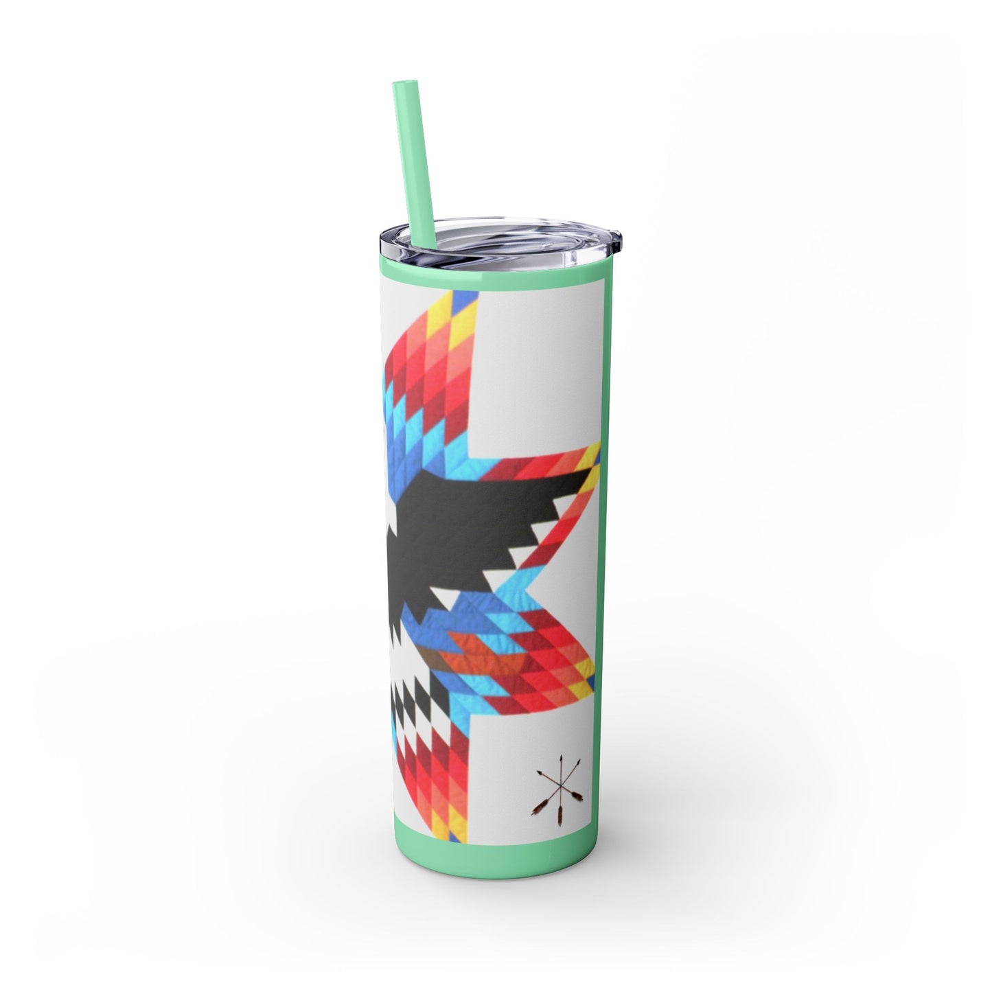 Onci 20oz Skinny Tumbler - Geometric Thunderbird Design, Insulated Travel Cup with Straw