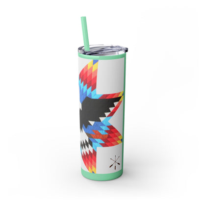 Onci 20oz Skinny Tumbler - Geometric Thunderbird Design, Insulated Travel Cup with Straw