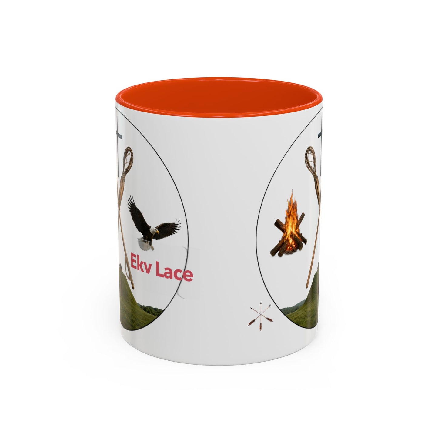 Kialegee Adventure Mug — 'Ekv Lace' Cross, Eagle & Campfire Ceramic Coffee Cup (11oz/15oz)