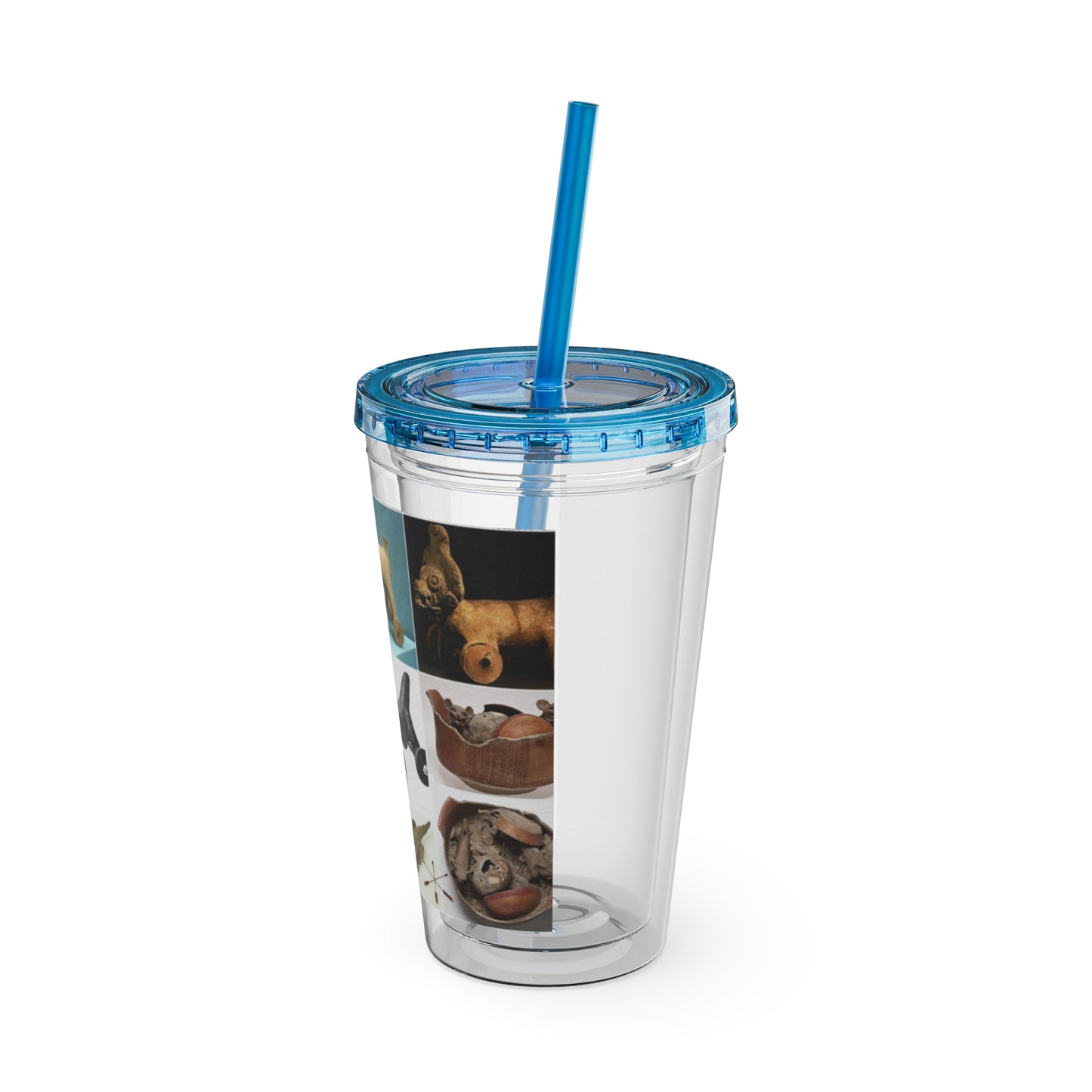 Aztec Sunsplash 16oz Insulated Straw Tumbler — Historical Artifact Illustration Design