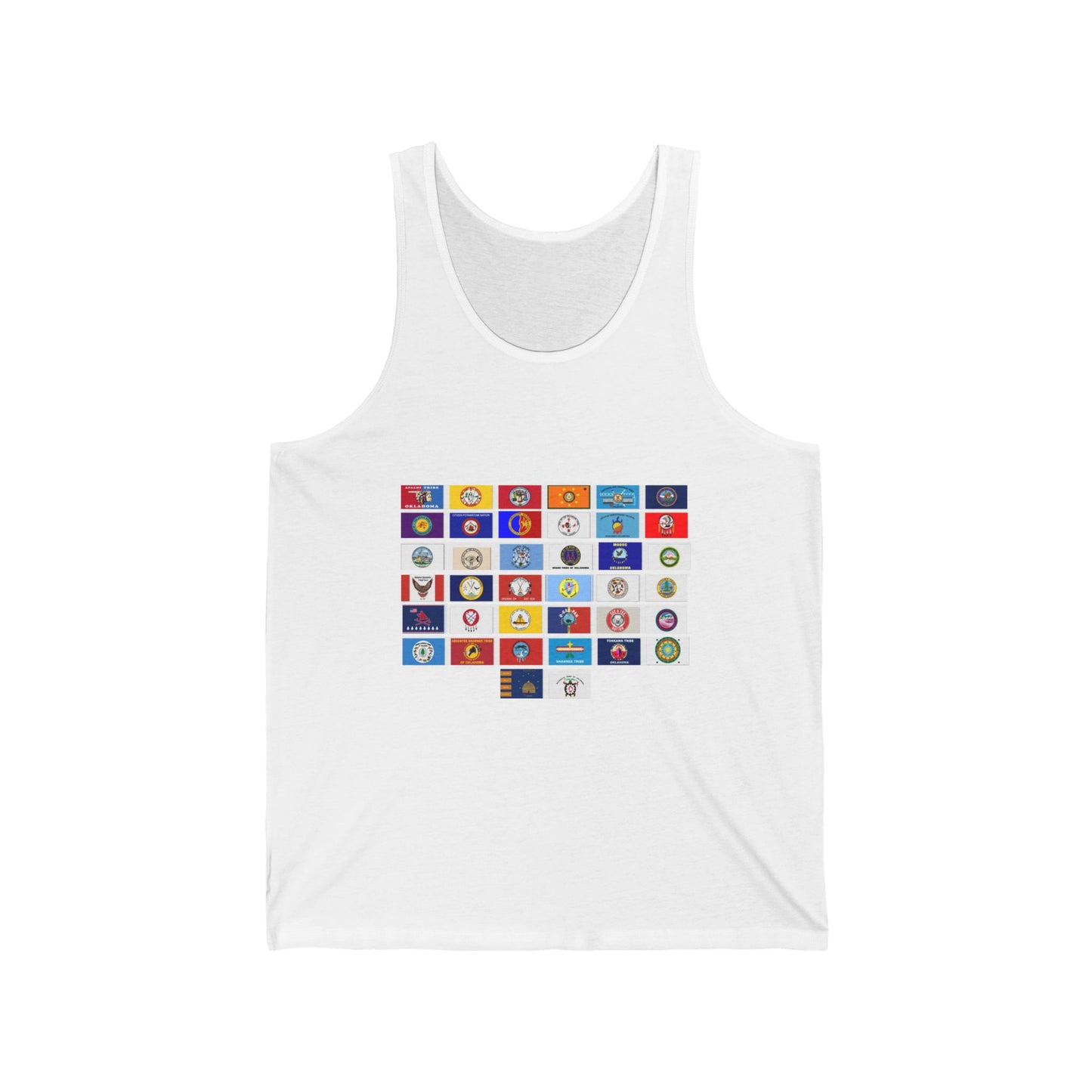 Flag Grid & Arrow Minimalist Tank Top — Graphic Travel & Adventure Muscle Tee