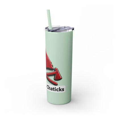 Pawnee Skinny Tumbler — Red Wolf Logo 20oz Insulated Tumbler with Straw