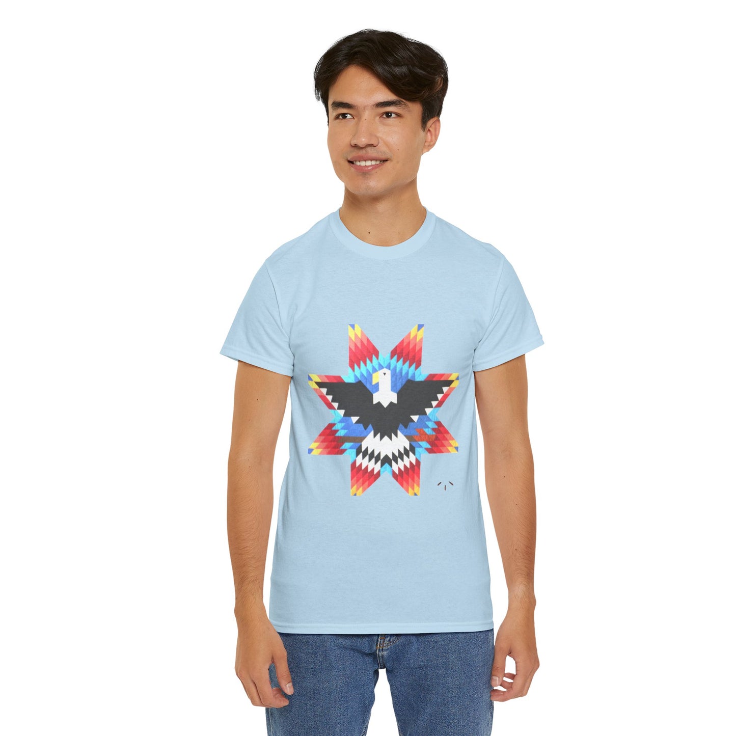 T-Shirt — Colorful Native Star Eagle Graphic Tee (Front Eagle Star, Back Crossed Arrows)