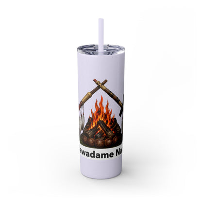 Pottawatomie Campfire Badge Skinny Tumbler 20oz — Badawadame Nation Design