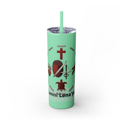 Delaware East Personalized 20oz Skinny Tumbler with Straw — Custom Name Tribal Crest Design