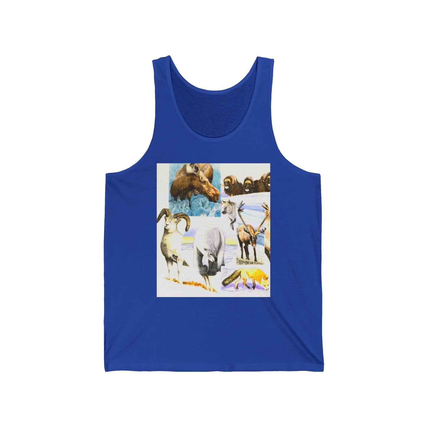 Wildlife Collage Tank Top — Vintage Animals & Arrow Back Graphic