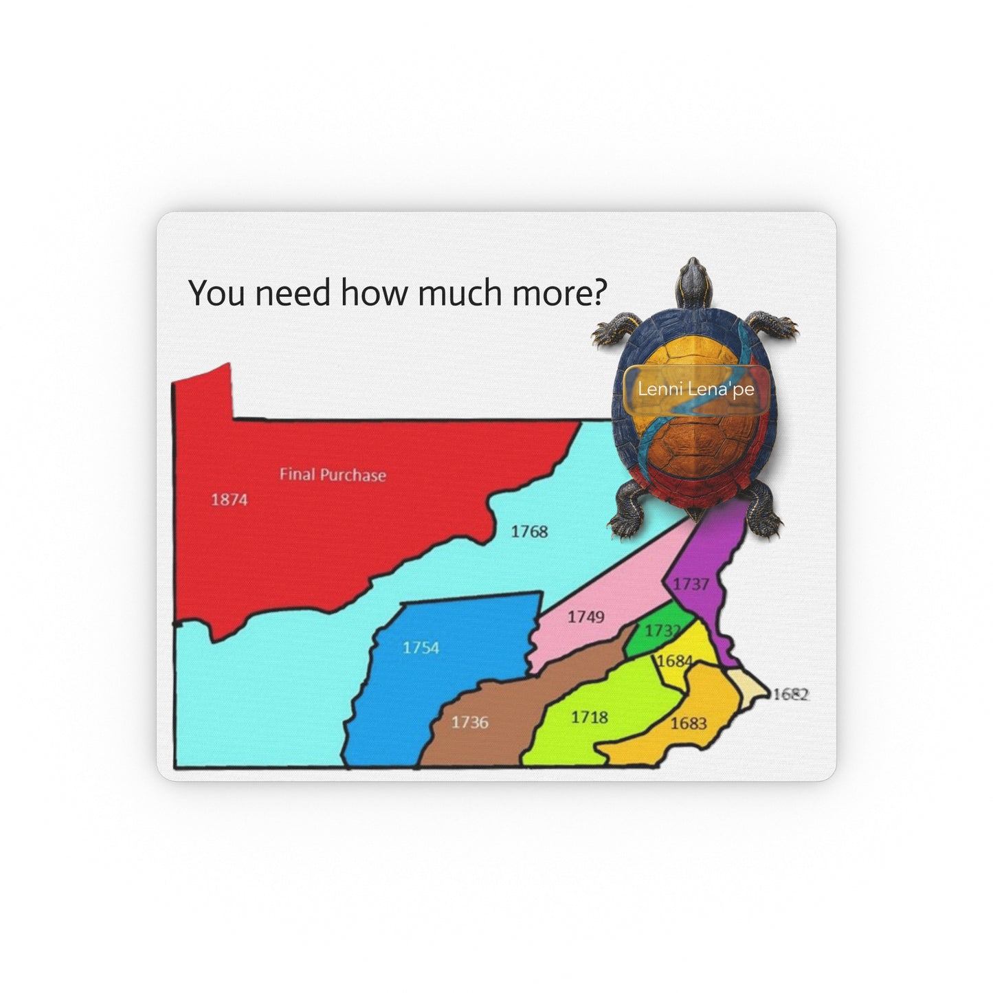 Lenni Lenape Rectangular Mouse Pad — 'You need how much more?' Pennsylvania/Leni-Lenape Map Design