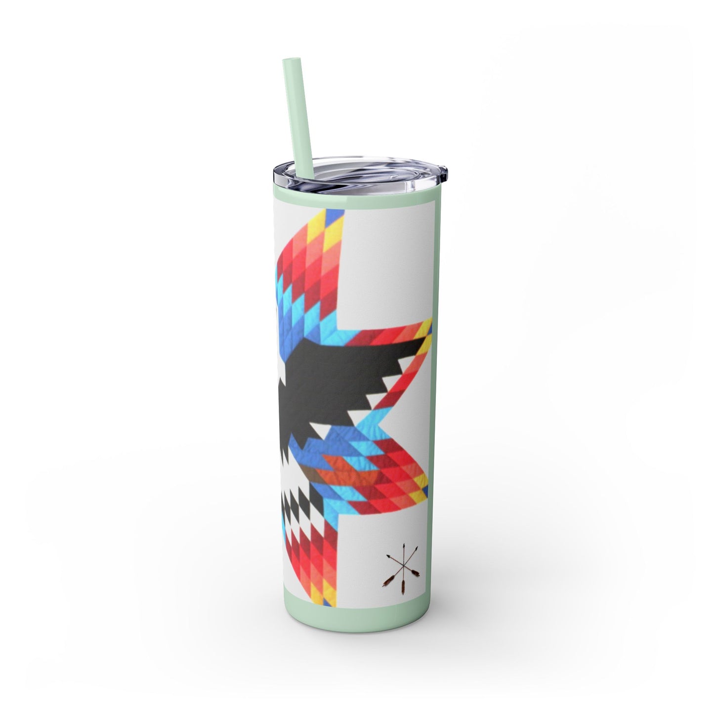 Onci 20oz Skinny Tumbler - Geometric Thunderbird Design, Insulated Travel Cup with Straw
