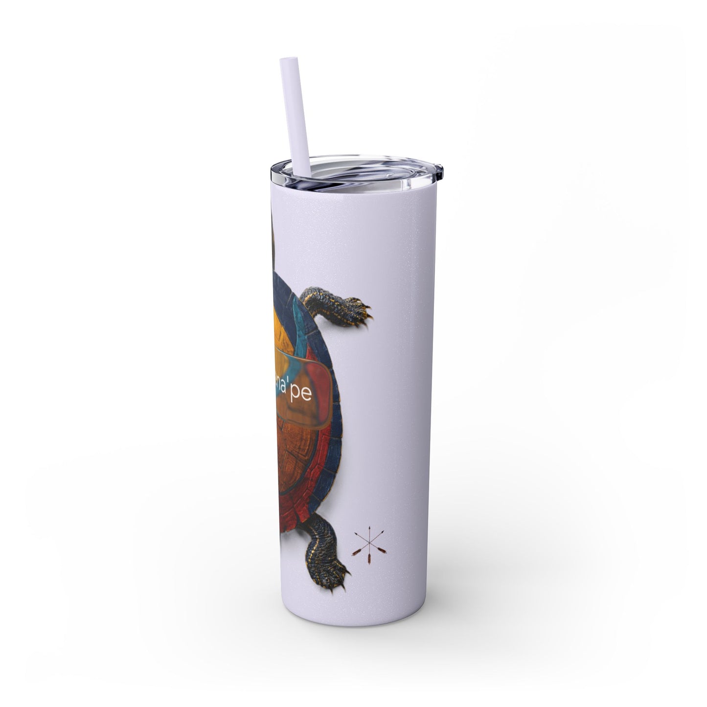 Delaware West Turtle Skinny Tumbler 20oz — Colorful Sea Turtle Travel Cup with Straw
