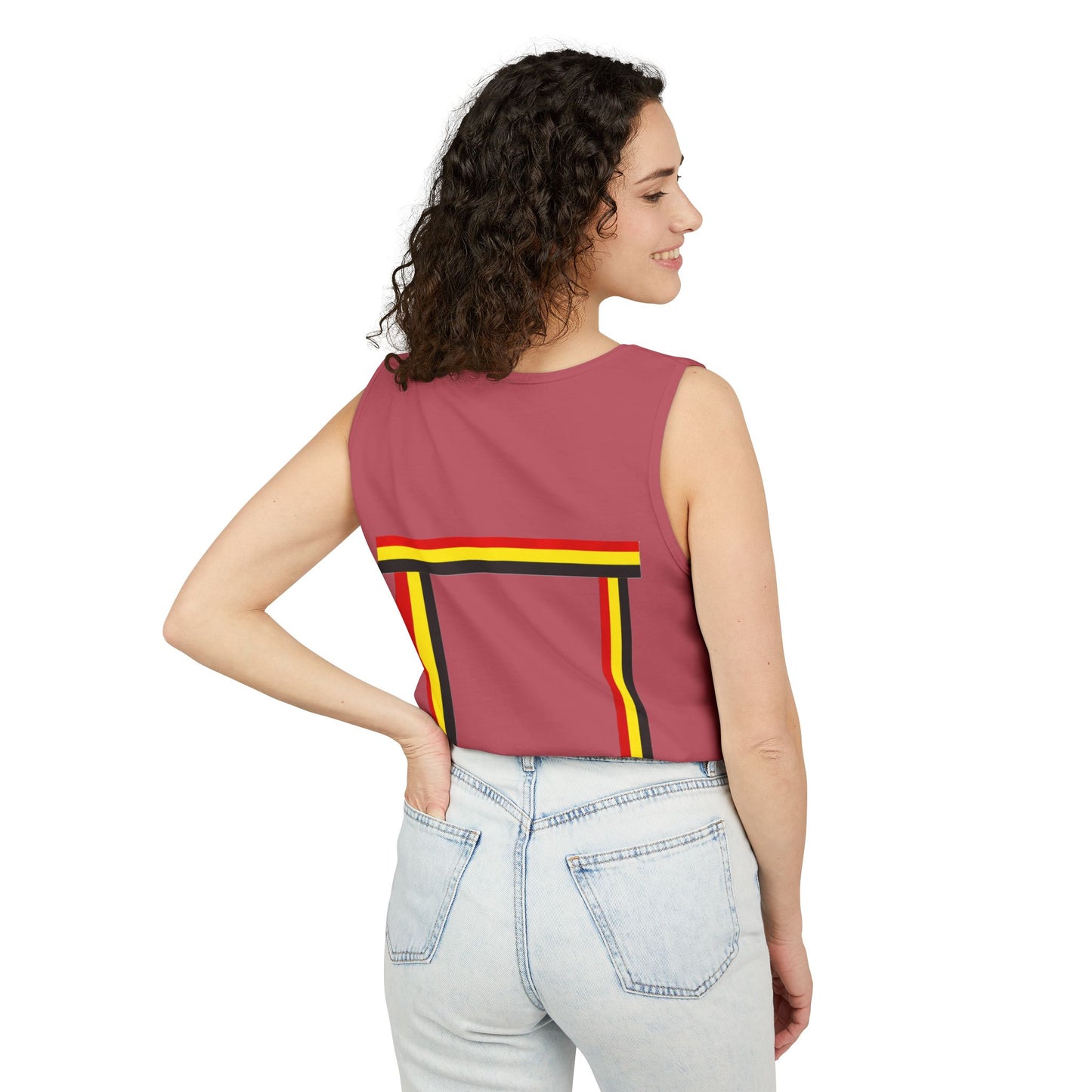Ribbon shirt inspired Tank Top — Red Black Gold Striped Graphic Tank