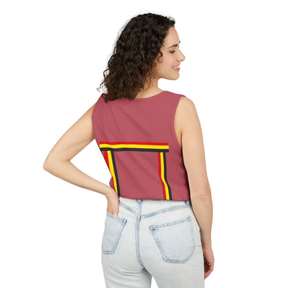Ribbon shirt inspired Tank Top — Red Black Gold Striped Graphic Tank