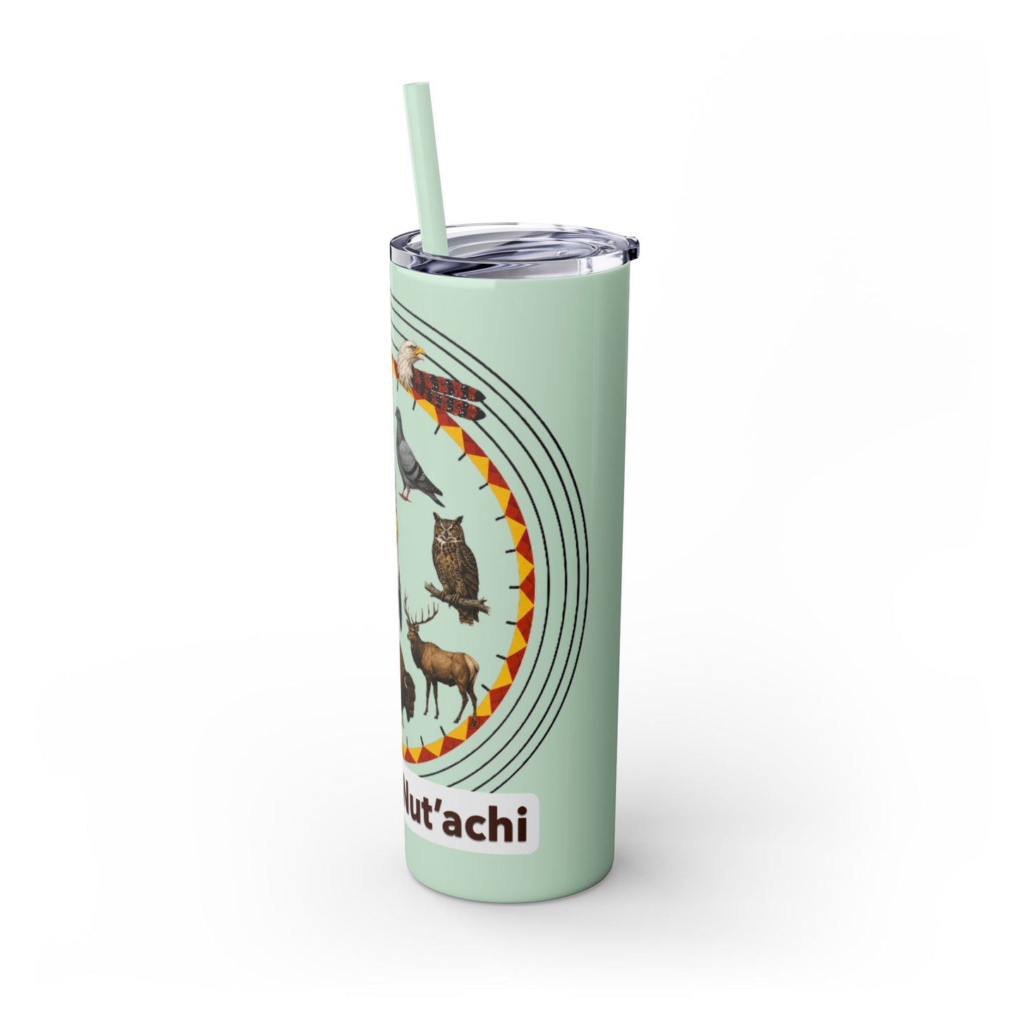 Otoe Missouria Native Animal Medicine Wheel 20oz Skinny Tumbler with Straw