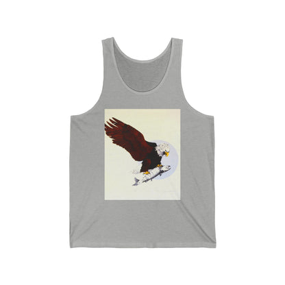 Eagle & Salmon Tank Top — Vintage Patriotic Graphic Muscle Tee