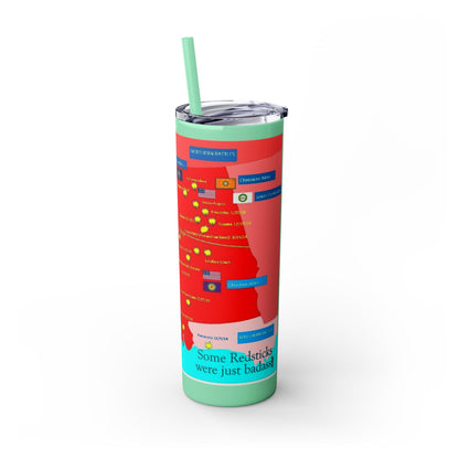 Opothleyahola Skinny Tumbler – Colorful Native American Portrait Design, 20oz Stainless Straw Cup
