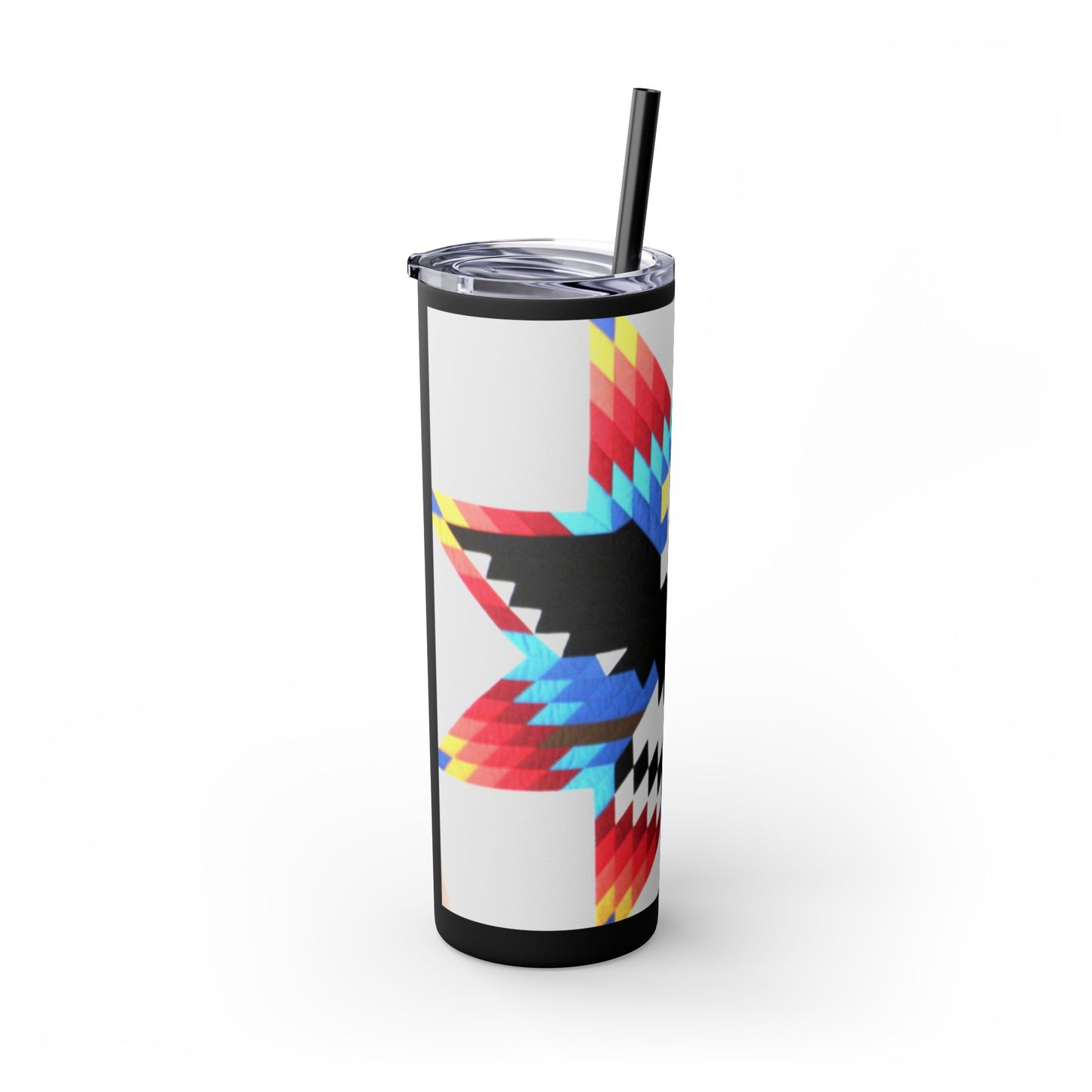Onci 20oz Skinny Tumbler - Geometric Thunderbird Design, Insulated Travel Cup with Straw