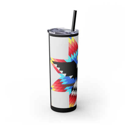 Onci 20oz Skinny Tumbler - Geometric Thunderbird Design, Insulated Travel Cup with Straw