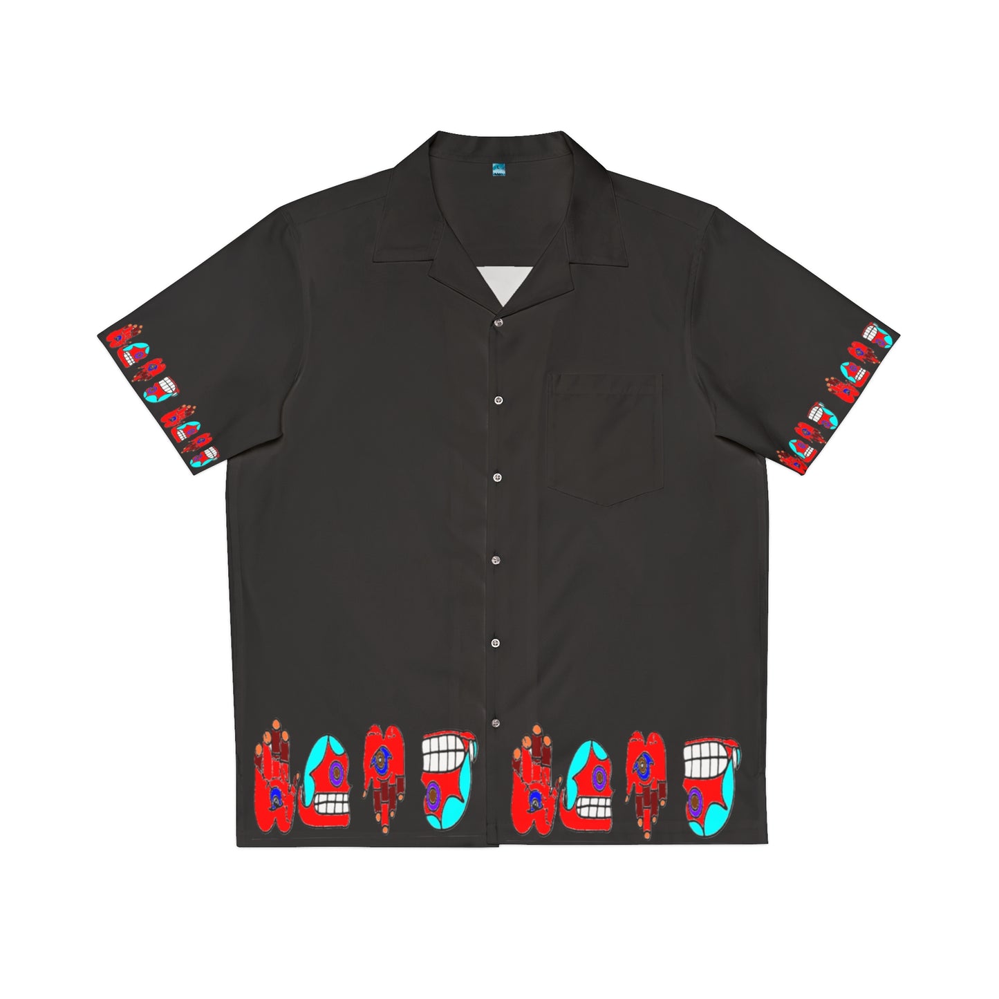 Mound Retro Surf Hawaiian Shirt — Bold Red & Teal Flip-Flop Border