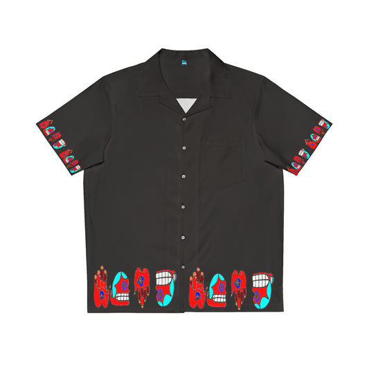 Mound Retro Surf Hawaiian Shirt — Bold Red & Teal Flip-Flop Border