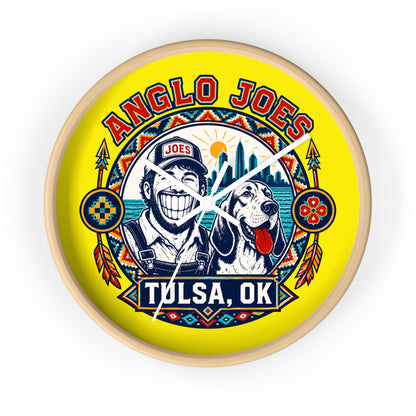 Anglo Joes Tulsa OK Decorative Wall Clock — Retro Cityscape Dog Logo