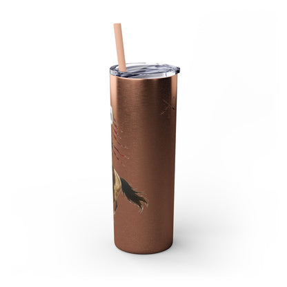 Comanche Numunah Warrior Horse 20oz Skinny Tumbler with Straw — Native American Inspired Travel Cup