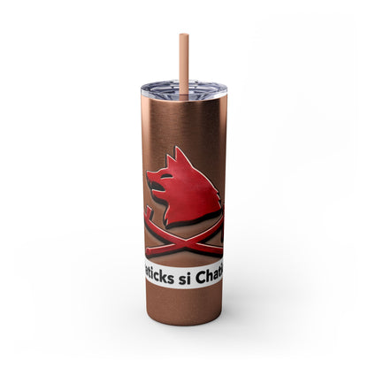 Pawnee Skinny Tumbler — Red Wolf Logo 20oz Insulated Tumbler with Straw