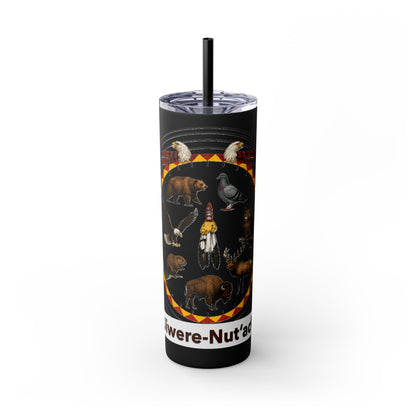 Otoe Missouria Native Animal Medicine Wheel 20oz Skinny Tumbler with Straw