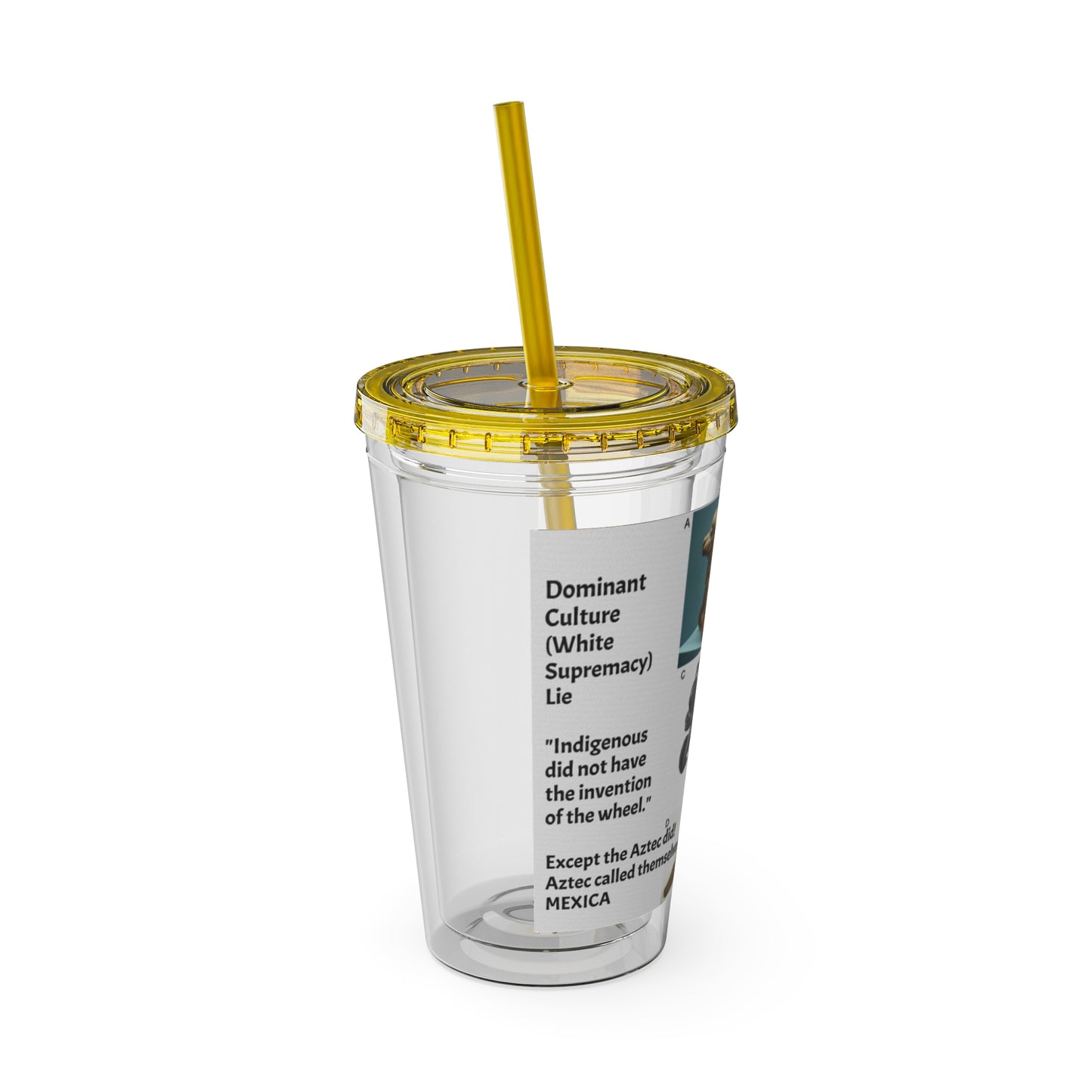 Aztec Sunsplash 16oz Insulated Straw Tumbler — Historical Artifact Illustration Design