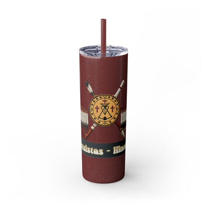 Cheyenne Arapaho 20oz Skinny Tumbler — Native American Shield & Arrows Design (Tsistsistas - Hinono'eitiit)