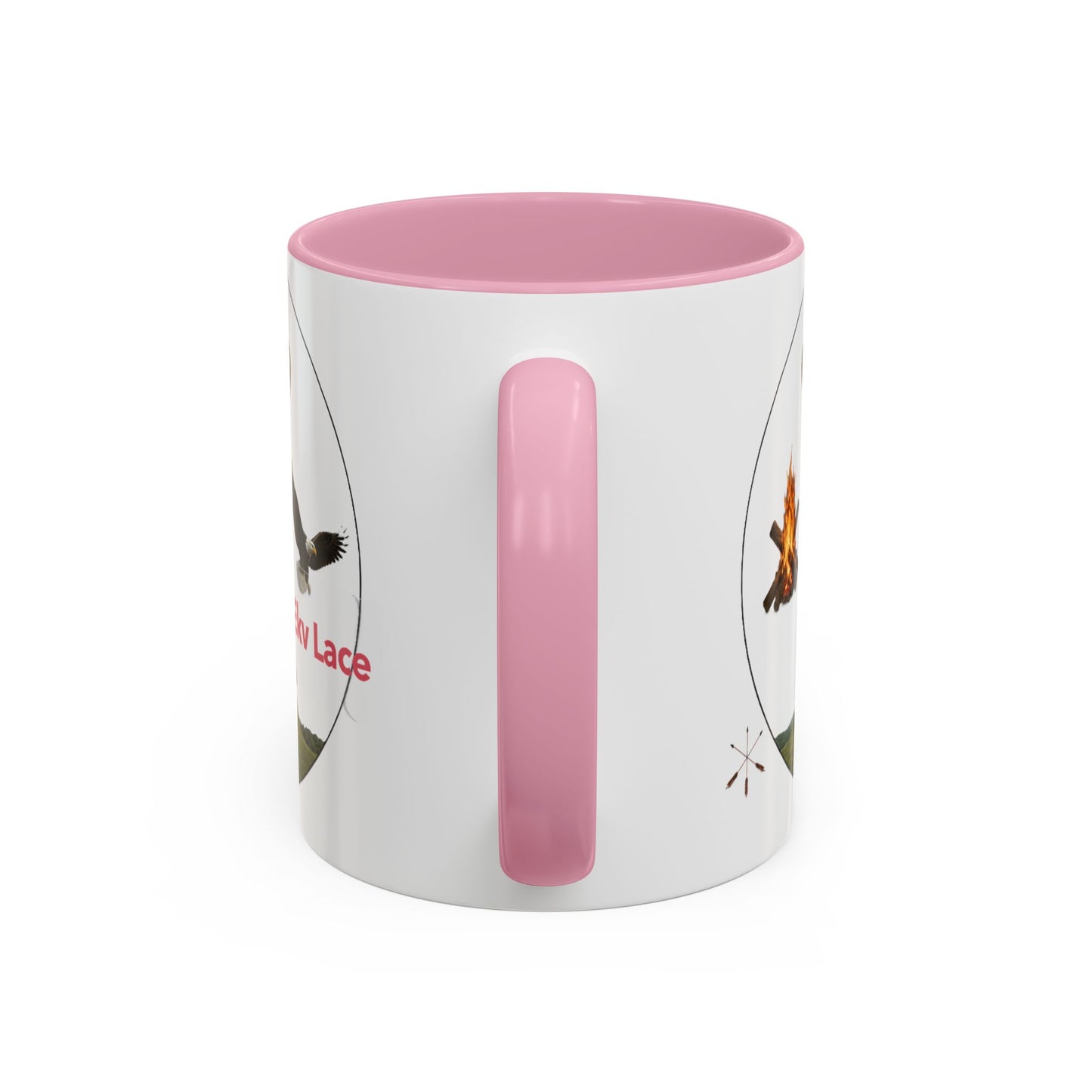 Kialegee Adventure Mug — 'Ekv Lace' Cross, Eagle & Campfire Ceramic Coffee Cup (11oz/15oz)