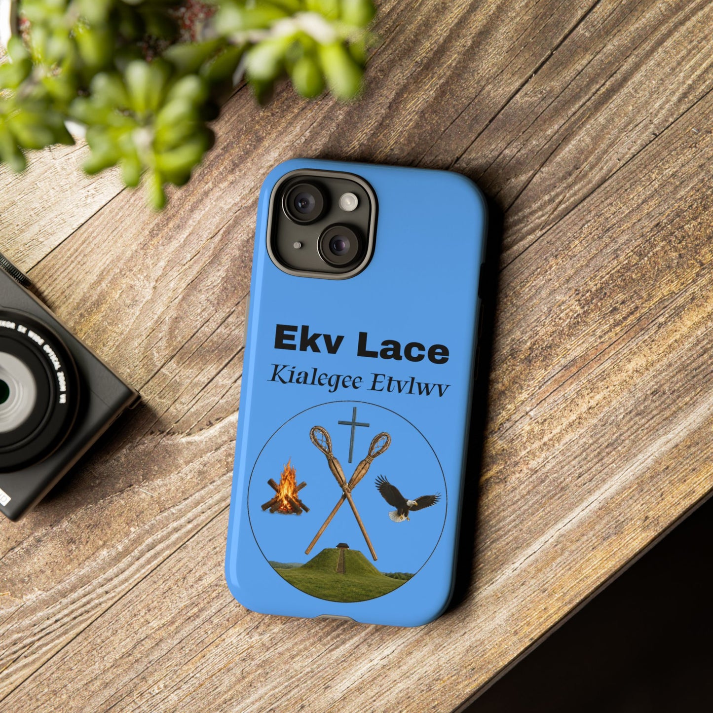 Kialegee Protective Phone Case — Custom 'Ekv Lace' Cross & Campfire Design