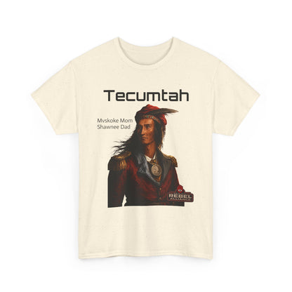 Tecumtah Native American Portrait T‑Shirt — Mvskoke Mom/Shawnee Dad Heritage Tee