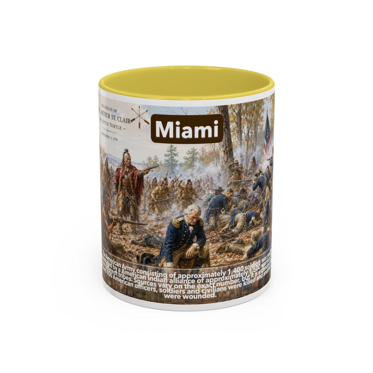 Miami History Battle Scene Mug — Military Vintage Illustration Coffee Cup (11oz/15oz)